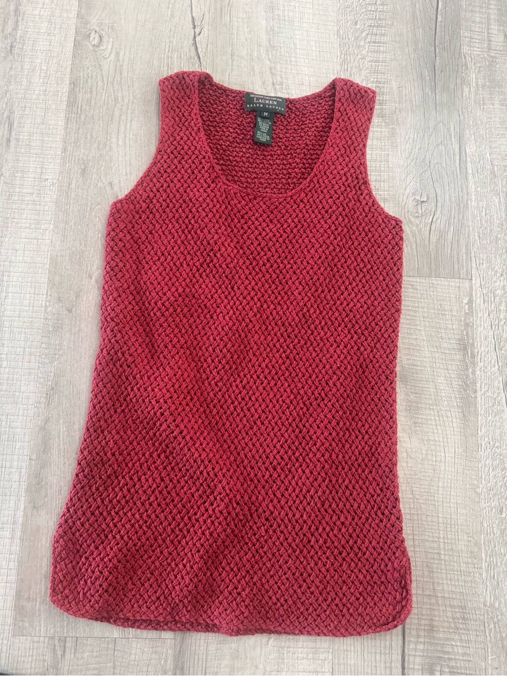 Lauren Ralph Lauren Burgundy Textured Knit Tank
